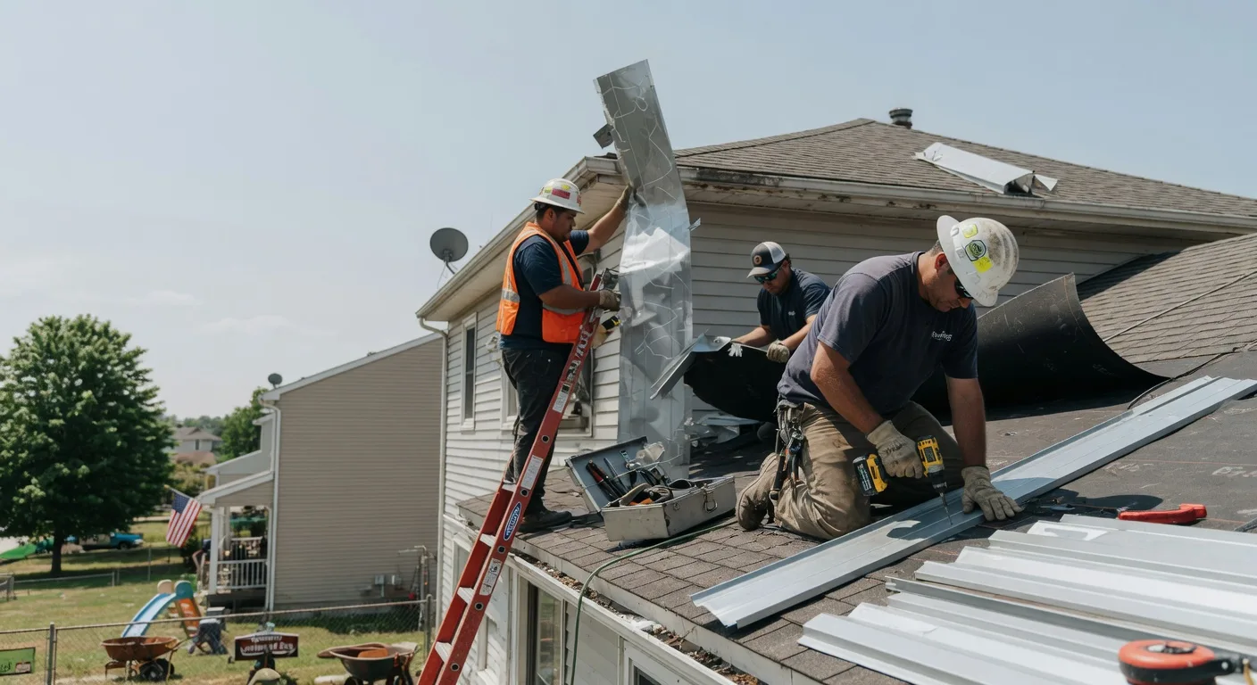 Storm Damage Metal Roof Repair in Paris Crossing, IN